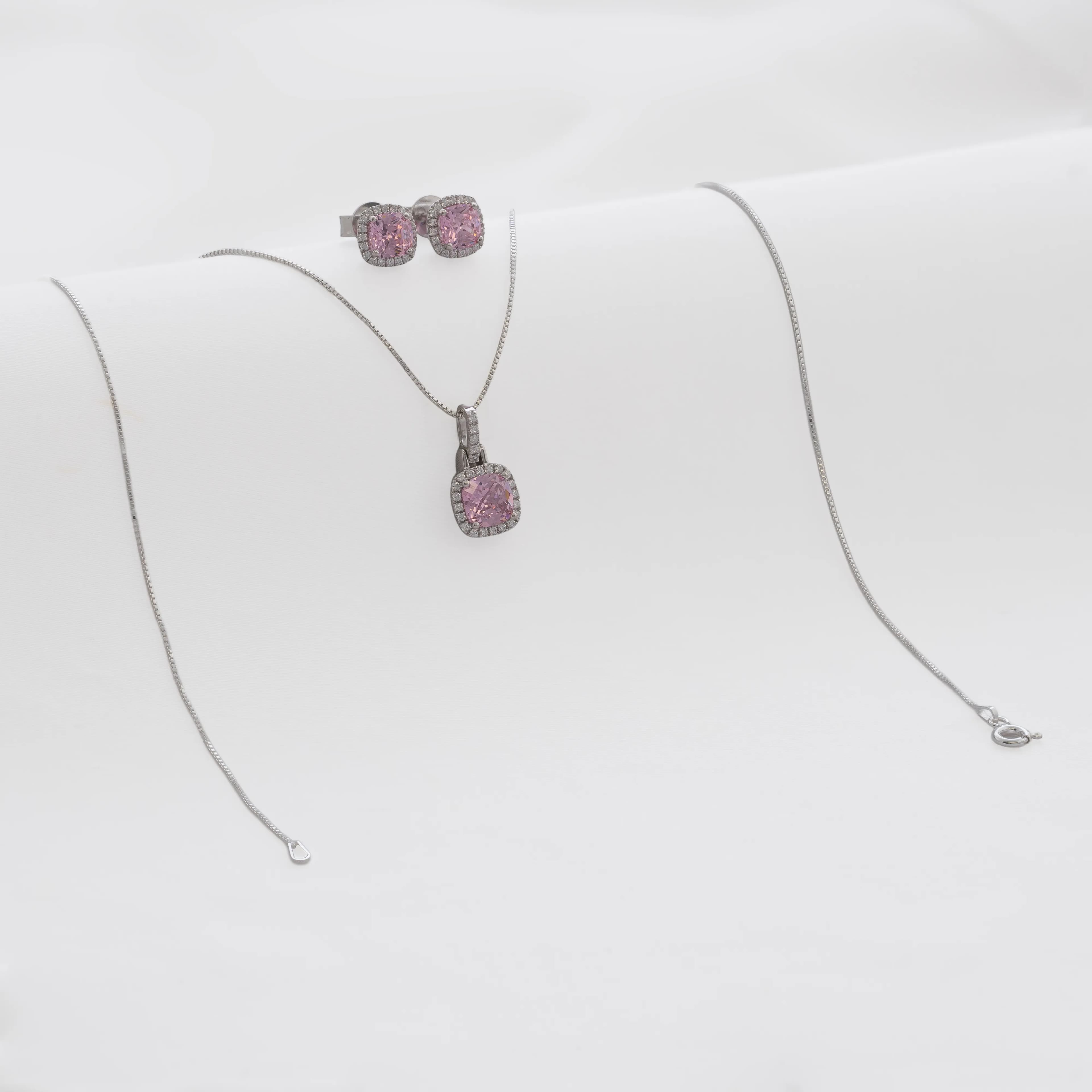 Conjunto Pave Circon Rosado